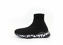 Чоловічі та жіночі кросівки шкарпетки з підошвою Balenciaga Speed Trainer Graffiti Black White графіті чорні, фото 6