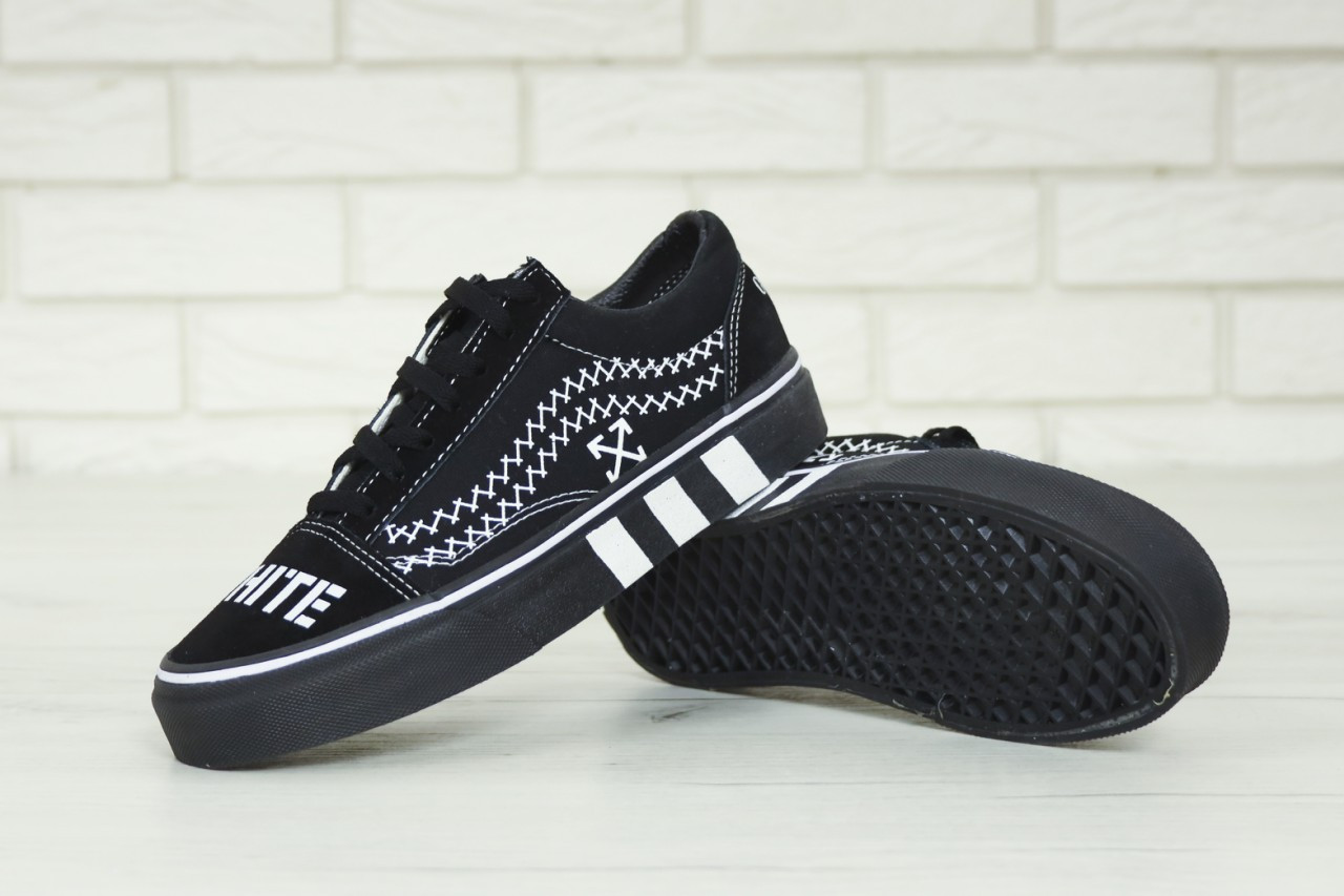 Жіночі та чоловічі кеди Vans Old Skool Black White Взуття Ванс Олд Скул чорні замша бавовна демісезон