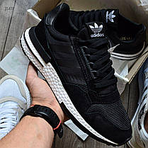 Чоловічі кросівки Adidas ZX 500 RM Black Camo кросівки Адідас ЗХ 500 повітропроникні чорні замші текстиль, фото 5