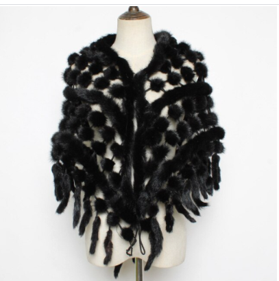 Норкова шаль чорна, норкова хустка, фото 1