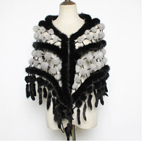 Шаль із норки, норкова накидка, норкова хустка з блакитною норкою. Чорно-блакитний