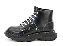 Жіночі демісезоні черевики Aleexandr Mcqueen Boots Black / Олександр Маккуїн чорні з натуральної шкіри високі, фото 5