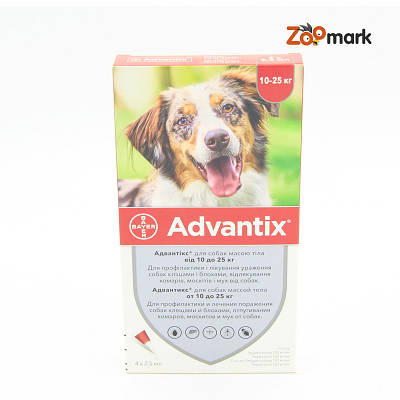 Адвантікс (Advantix) — краплі від бліх та кліщів для собак 10 - 25 кг