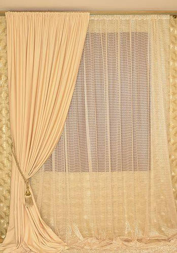 Купить Ажурный тюль светло-золотистого цвета. Высота - 3,00 м, цена 185 ...