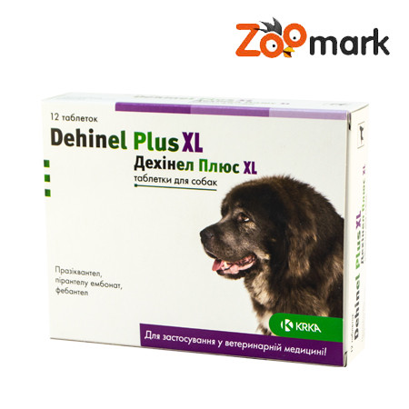 Дехинел плюс антигельмінтик для собак, 12 таблеток, 1таблетка35 кг, КРКА, Словенія Дехинел плюс табл XL 12,