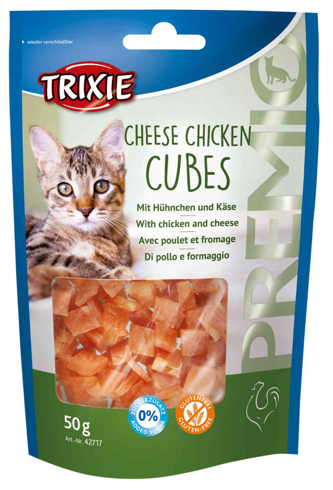 Premio Cheese Chicken Cubes сирно-курячі кубики для кішок, Тріксі 42717 Ласощі Esquisita Premio