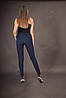 Джогеры брюки трикотажні жіночі темно-синього кольору, фото 2