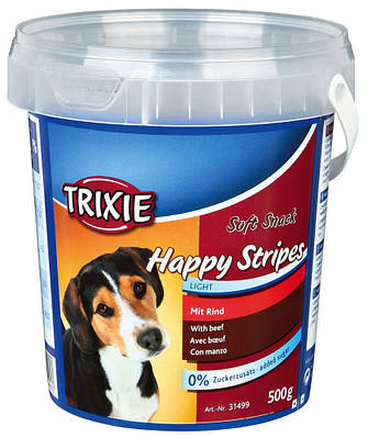Happy Stripes - ласощі для собак з яловичиною 500 г, Тріксі 31499 Вітаміни для собак відро пластик Happy