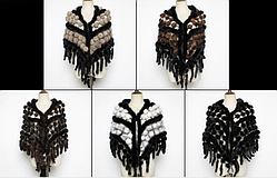 Шаль із норки чорна, норкова накидка, хустка