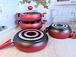 Набір посуду з антипригарним покриттям з 7-ми предметів червоний OMS 3017-Red - MegaLavka, фото 4