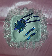 Свадебная подушка для обручальных колец "Квадрат" (в ассортименте) Синий