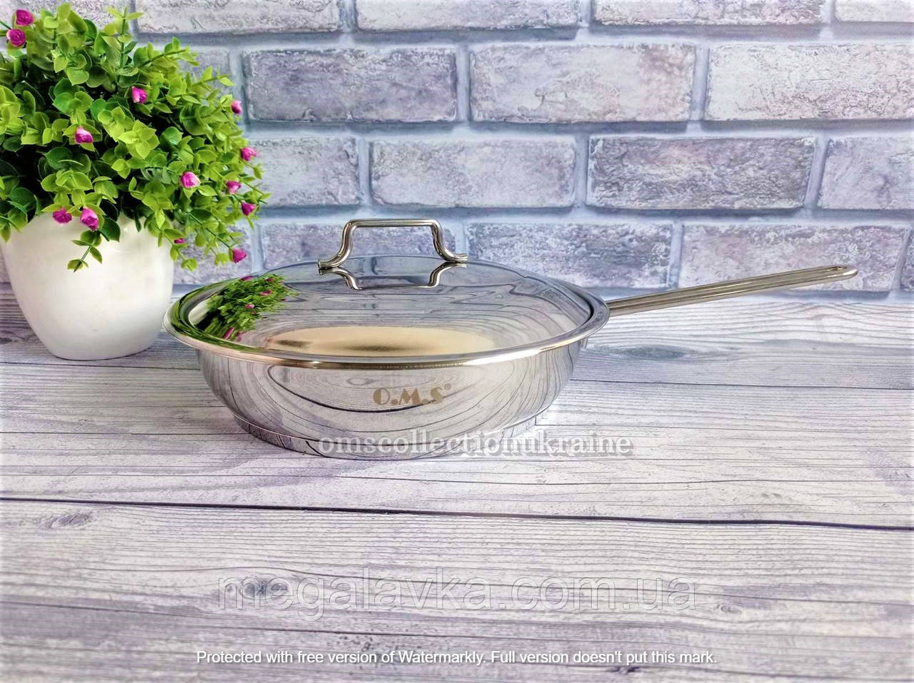 Сковорода 18 * 5 см сталева з кришкою (Туреччина) OMS 2004-18-1,4л - MegaLavka, фото 1