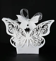Бонбоньєрка (коробочка для цукерок) "Метелик", (10шт.), колір - білий