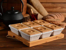 Набір для сніданку з ємностями білого кольору 13 предметів OMS 9106-2 Avena - MegaLavka