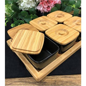 Набір для сніданку з ємностями чорного кольору 13 предметів OMS 9106-1 Elisa - MegaLavka