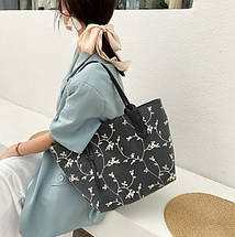 Сумка жіноча з Квіточками Чорна, фото 4