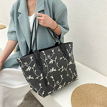 Сумка жіноча з Квіточками Чорна, фото 5