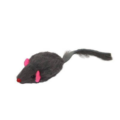 Миша чорно-біла натуральна з брязкальцем для кішок 5 см