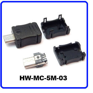 Конектор Micro USB 5 pin у корпусі тато Type-B тато Male Three-piece Socket Connector HW-MC-5M-03 