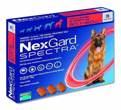 Nexgard Spectra (Нексгард Спектру) - таблетки для собак від бліх і кліщів XL 30-60кг 3 таблетки