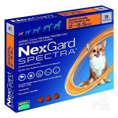 Nexgard Spectra (Нексгард Спектру) - таблетки для собак від бліх і кліщів XS 2-3,5 кг 1 таблетка