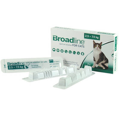 Бродлайн (Broadline) краплі на холку від бліх, кліщів та гельмінтів для кішок 2,5 - 7,5 кг 1 піпетка