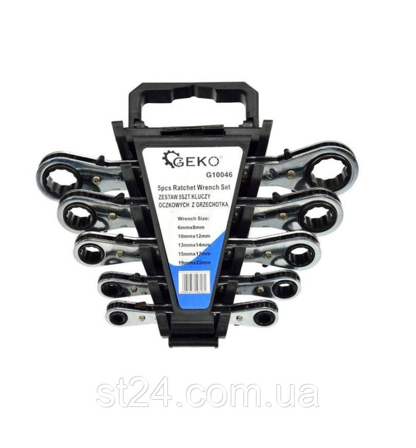 Набір ключів комбінованих шарнірно-трещоточных 5 предметів GEKO G10046