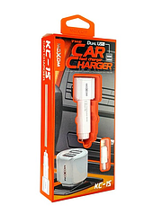 Автомобільне зарядне пристрій USB x 2 MOXOM KC-15 iPhone