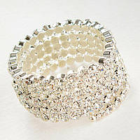 Браслет спіральний на п'ять витків стрази білі обхват 18-22 см купити біжутерію оптом в інтернеті