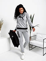 Стильний теплий красивий жіночий костюм-трійка Пума: штани + толстовка + жилетка (р.46-48). Арт-1208/29