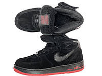 Nike Air Force 1 Winter Black Red High мужские зимние кроссовки Найк Аир Форс черные высокие замшевые с мехом