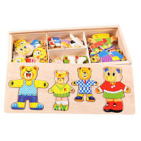 Деревянная игрушка Одень медведей, развивающие товары для детей.