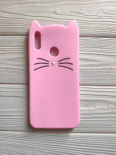 Чохол 3D Cat для Huawei Y7 2019 Бампер Усіки Рожевий