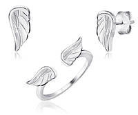 Серебряный набор кольцо и серьги Крылья "1000"