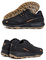 Мужские кожаные кроссовки MERRELL (Мерел) Black, мужские туфли черные, кеды повседневные. Мужская обувь