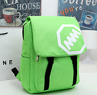 Городской рюкзак студенту зеленый молодежный стильный тканевый текстильный с карманом для ноутбука