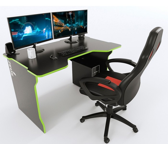 Геймерський стіл ZEUS Tron ,колір чорний\лайм