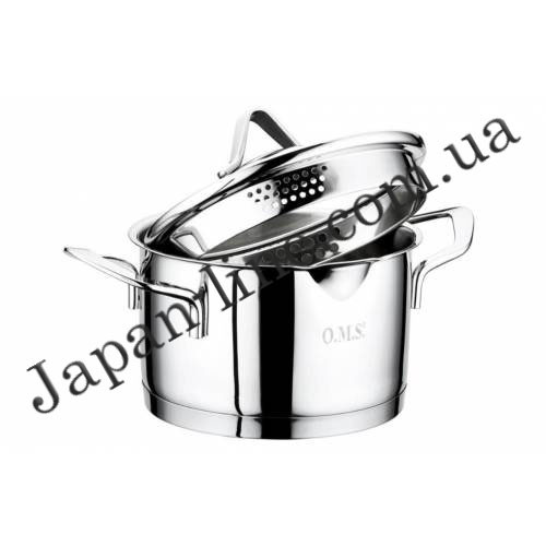 Каструля 5,9 л (24 см х 14 см) OMS 2039-24 склянна кришка, фото 1