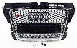 Решітка радіатора Audi A3 2008-2011 стиль RS3 (хром окантовка + Quattro)