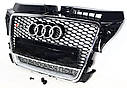 Решітка радіатора Audi A3 2008-2011 стиль RS3 (хром окантовка + Quattro), фото 3