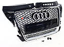 Решітка радіатора Audi A3 2008-2011 стиль RS3 (хром окантовка + Quattro), фото 2