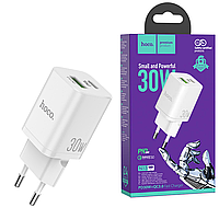 Зарядное устройство для телефона с быстрой зарядкой hoco. N13 Bright PD 30W QC 3.0 USB-A/USB-C White