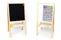 Мольберт шкільний магнітний з англійською абеткою і цифрами висота 100см Дерево