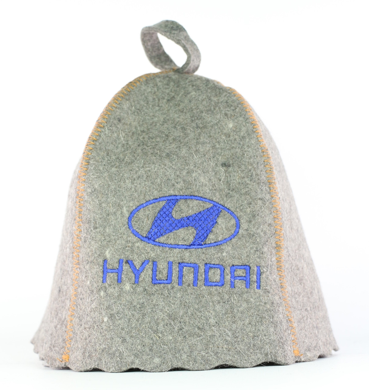 Шапка для сауни з вишивкою 'Hyundai (Хюндай)  ' (сіра повсть), Saunapro