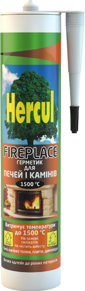 Герметик для печей і камінів 1500°C HERCUL FIREPLACE 280мл чорний