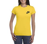 Футболка Найк женская хлопковая, спортивная летняя футболка Nike, Турецкий хлопок, S Желтая