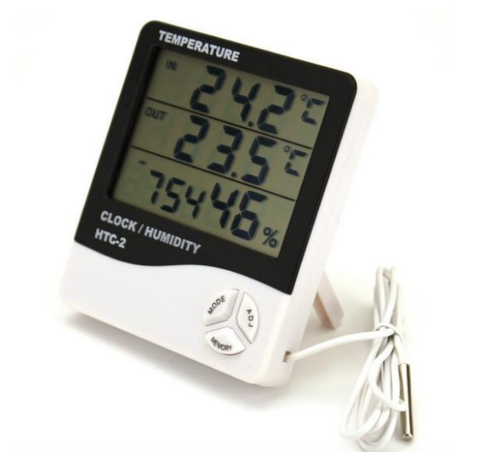 Годинники, Термометр і Гігрометр HTC-2, прилад для вимірювання температури, вологості в приміщенні та зовні