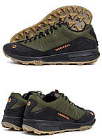 Мужские кожаные кроссовки MERRELL (Мерел) Green, мужские туфли зеленые, кеды повседневные. Мужская обувь