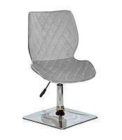 Стілець Toni 4CH-Base світло-сірий шеніл SH-3 на хромованій квадратній опорі з регулюванням висоти сидіння, фото 3