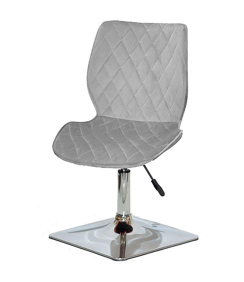 Стілець Toni 4CH-Base світло-сірий шеніл SH-3 на хромованій квадратній опорі з регулюванням висоти сидіння, фото 1